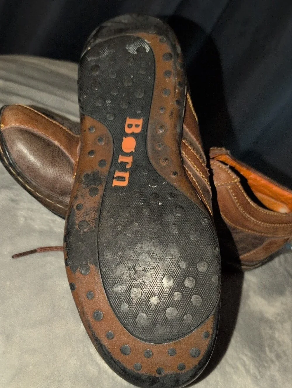 Born Men's Brown Leather Lace-Up Slip-On Loafers
